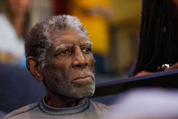 Al Attles watches Game 4 of the NBA Finals between the Golden State Warriors and the Toronto Raptors at Oracle Arena in Oakland, California, on Friday, June 7, 2019.