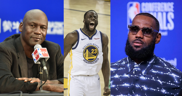 Michael Jordan, Draymond Green, and LeBron James Collage