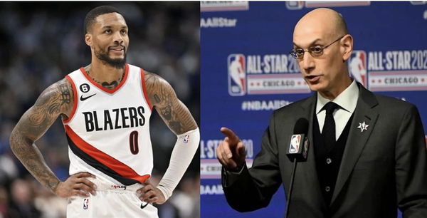 Damian Lillard and Adam Silver Collage