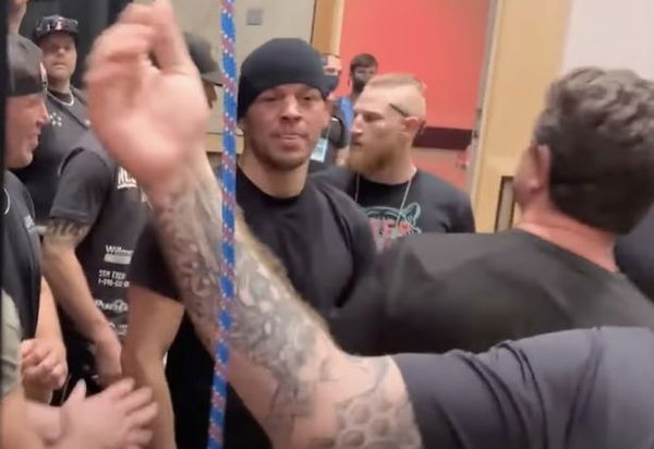 nate diaz scuffle at jake paul tyron woodley weigh in