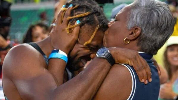 Noah Lyles and his mother Kiesha Caine Bishop