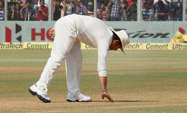 Sachin touching the pitch