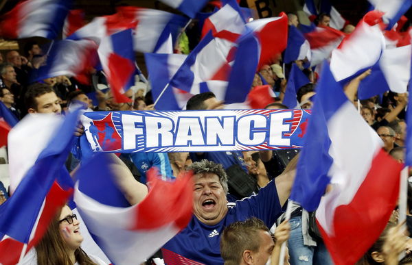 France&#8217;s supporters cheer their team during their friendly soccer match against Armenia at Allianz Riviera stadium in Nice