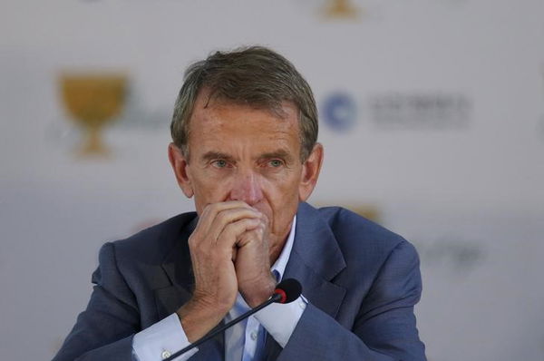 PGA Tour Commissioner Tim Finchem attends a news conference during the 2015 Presidents Cup golf tournament in Incheon, South Korea