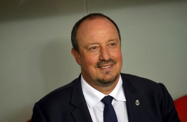 Real Madrid coach Rafa Benitez reacts before their Spanish first division soccer match against Athletic Bilbao at San Mames stadium in Bilbao