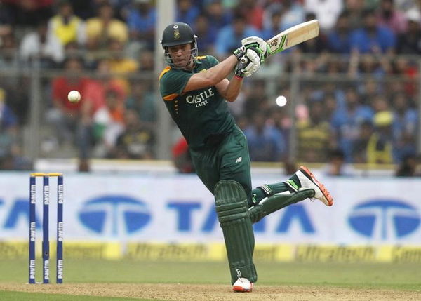 South Africa&#8217;s captain AB de Villiers plays a shot during their fifth and final one-day international cricket match against India in Mumbai