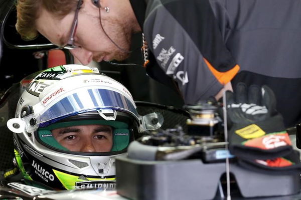 Force India Formula One driver Perez of Mexico prepares to take part in the first practice session of the Mexican F1 Grand Prix in Mexico City