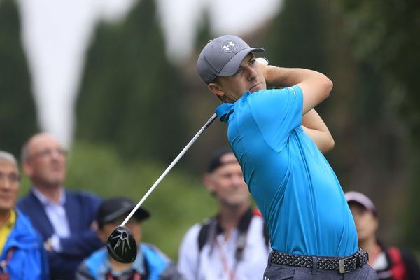 Jordan Spieth of the U.S. tees off on the first hole during the pro-am of the WGC-HSBC Champions golf tournament in Shanghai