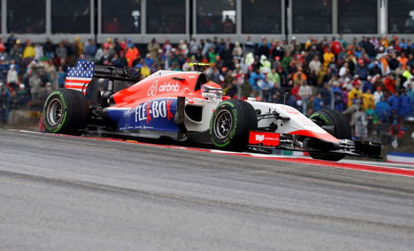 Manor Marussia Formula One driver Alexander Rossi of the U.S. takes a turn during the U.S. F1 Grand Prix at the Circuit of The Americas in Austin