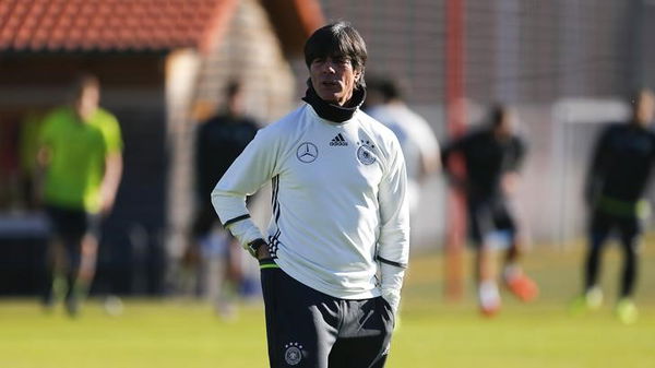 Germany national soccer team head coach Loew conducts a training session in Munich