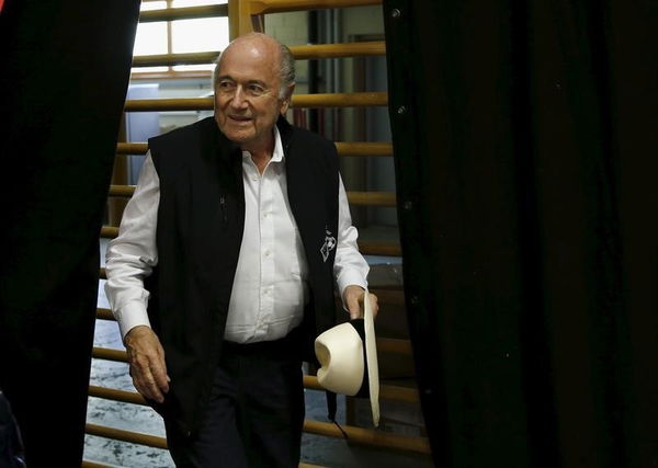 Blatter arrives for a news conference aside of the so-called &#8220;Sepp Blatter tournament&#8221; in Ulrichen