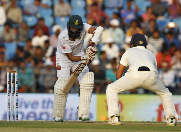 South Africa&#8217;s captain Amla plays a shot during the second day of their third test cricket match against India in Nagpur