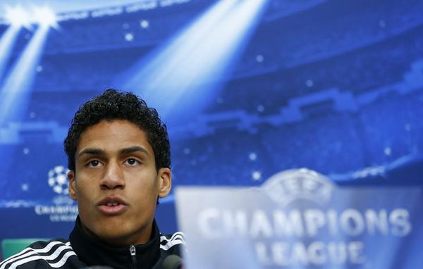 Real Madrid&#8217;s player Varane addresses a news conference in Basel