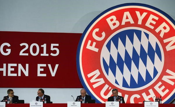 Bayern Munich&#8217;s deputy chairman Dreesen, CEO Rummenigge, senior vice-president Schels and President Hopfner attend the annual general meeting of the German Bundesliga first division soccer club in Munich