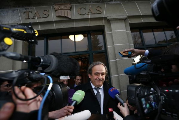 UEFA President Platini leaves after an hearing at the Court of Arbitration for Sport  in Lausanne