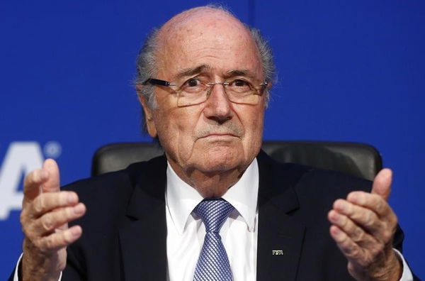 Former FIFA President Blatter reacts during a news conference after the Extraordinary FIFA Executive Committee Meeting at the FIFA headquarters in Zurich