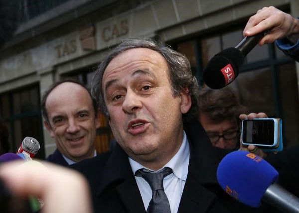 UEFA President Platini leaves after an hearing at the Court of Arbitration for Sport  in Lausanne