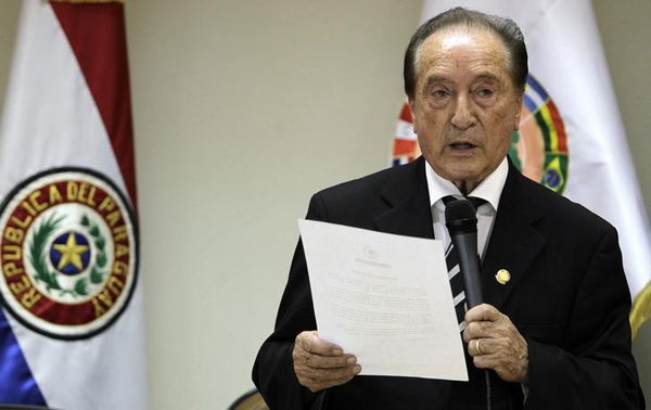 Acting President of the CONMEBOL Figueredo gives his first news conference in Asuncion