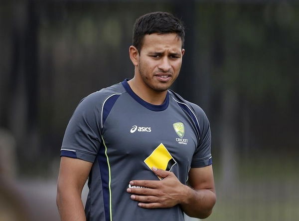 Australia&#8217;s Usman Khawaja reacts during a practice session in the nets at the Sydney Cricket Ground