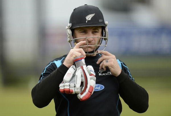 New Zealand&#8217;s captain McCullum looks on during a training session in London