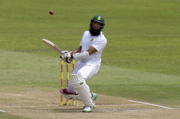 South Africa&#8217;s Amla avoids a short ball during the first cricket test match against England in Durban