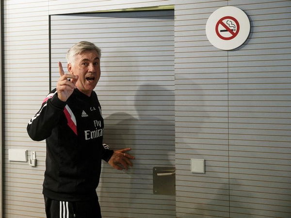 Real Madrid coach Carlo leaves after a news conference at Valdebebas, outside Madrid, Spain