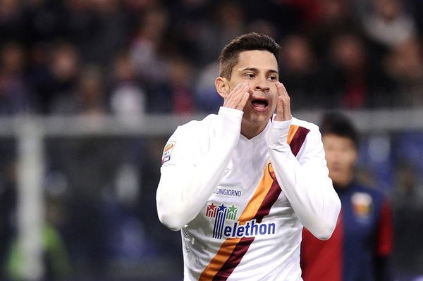 AS Roma&#8217;s Juan Iturbe reacts during their Italian Serie A soccer match against Genoa in Genoa