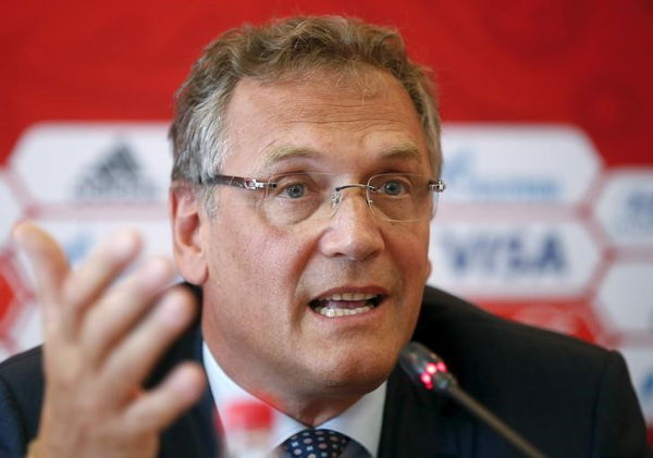 FIFA Secretary General Jerome Valcke attends a news conference in Samara