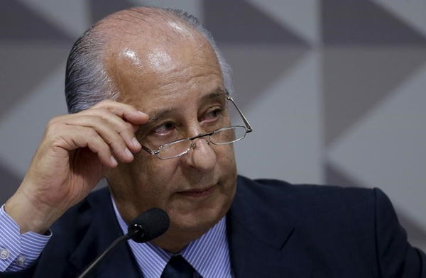 President of the Brazilian Football Confederation (CBF) Del Nero speaks during a Parliamentary Committee of Inquiry (CPI) to investigate allegations of corruption in the CBF at the Brazilian Federal Senate in Brasilia