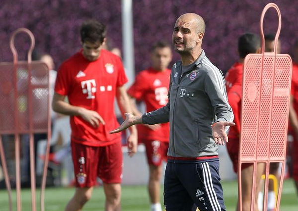 Bayern Munich&#8217;s coach Pep Guardiola gestures during a training session at his team winter training camp in Doha