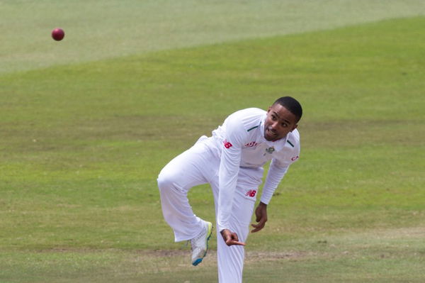 South Africa&#8217;s Piedt bowls during the first cricket test match in Durban