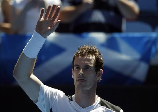 Britain&#8217;s Murray celebrates after winning his first round match against Germany&#8217;s Zverev at the Australian Open tennis tournament at Melbourne Park, Australia