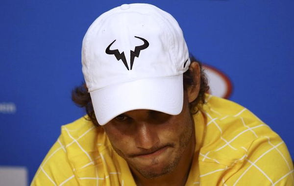 Spain&#8217;s Nadal reacts during a news conference after losing his first round match against Spain&#8217;s Verdasco at the Australian Open tennis tournament at Melbourne Park, Australia