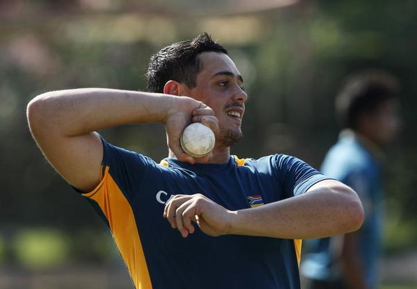 South Africa&#8217;s Quinton de Kock throws a ball in the nets during a practice session ahead of their fourth one-day international cricket match against India in Chennai