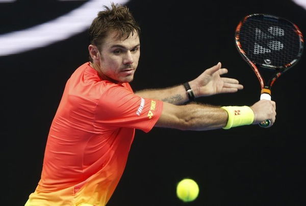 Switzerland&#8217;s Wawrinka hits a shot during his second round match against Czech Republic&#8217;s Stepanek at the Australian Open tennis tournament at Melbourne Park