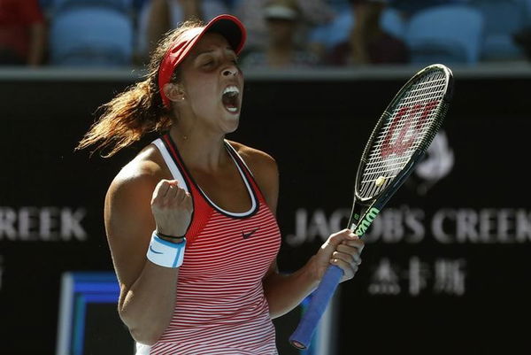 Keys of the U.S. celebrates after winning her second round match against Kazakhstan&#8217;s Shvedova at the Australian Open tennis tournament at Melbourne Park