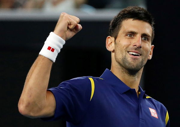 Serbia&#8217;s Djokovic reacts during his third round match against Italy&#8217;s Seppi at the Australian Open tennis tournament at Melbourne Park