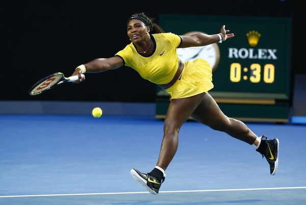 Williams of the U.S. hits a shot during her third round match against Russia&#8217;s Kasatkina at the Australian Open tennis tournament at Melbourne Park