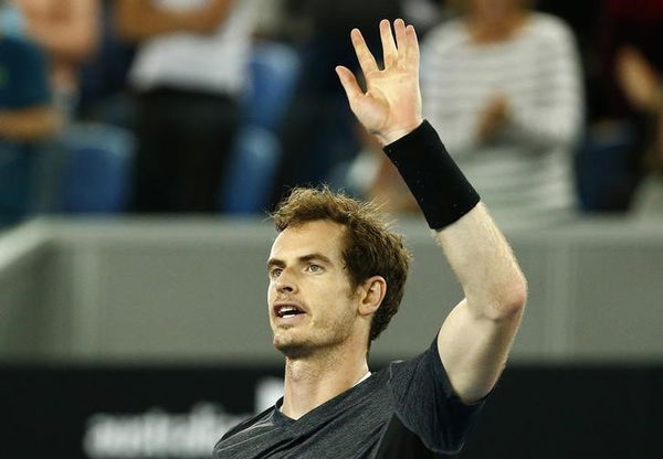 Britain&#8217;s Murray celebrates after winning his third round match against Portugal&#8217;s Sousa at the Australian Open tennis tournament at Melbourne Park