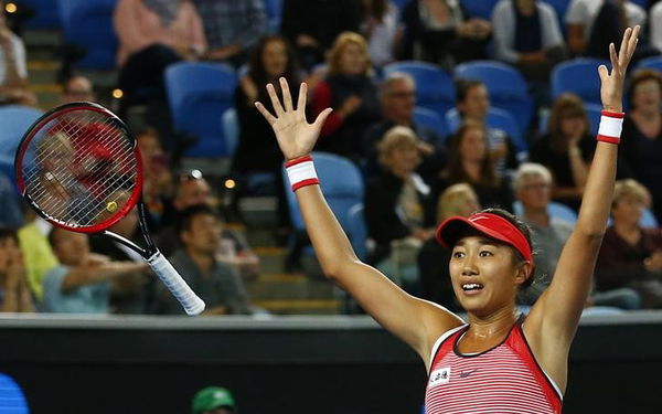 China&#8217;s Zhang celebrates after winning her third round match against Lepchenko of the U.S. at the Australian Open tennis tournament at Melbourne Park