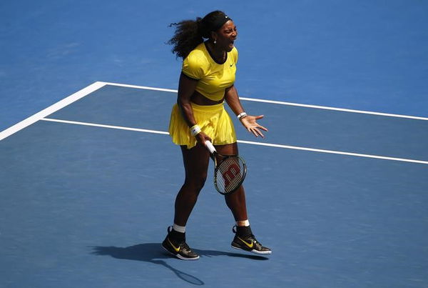 Williams of the U.S. reacts during her quarter-final match against Russia&#8217;s Sharapova at the Australian Open tennis tournament at Melbourne Park