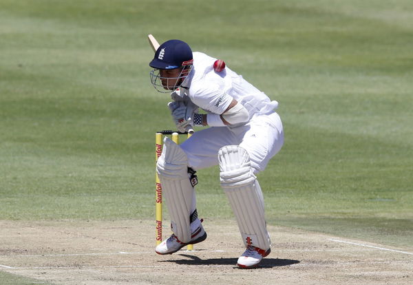 England&#8217;s Hales is hit by a short ball during the second cricket test match against South Africa in Cape Town