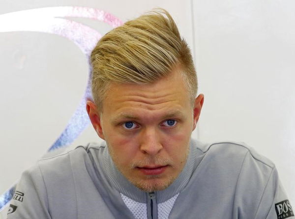 Magnussen waits in the pitlane during a practice session at the Belgian F1 Grand Prix in Spa Francorchamps