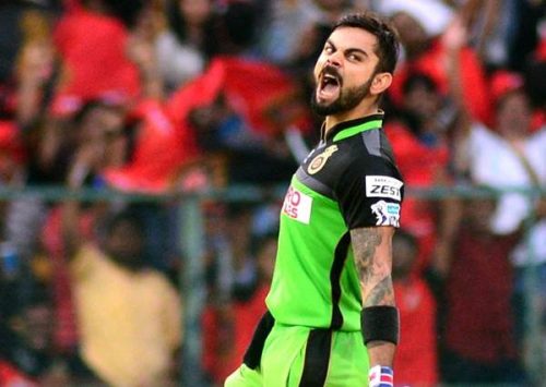 Bengaluru: Royal Challengers Bangalore captain Virat Kohli celebrates his century during an IPL match between Royal Challengers Bangalore and Gujarat Lions at Bangalore at M Chinnaswamy Stadium in Bengaluru on May 14, 2016. (Photo: IANS)