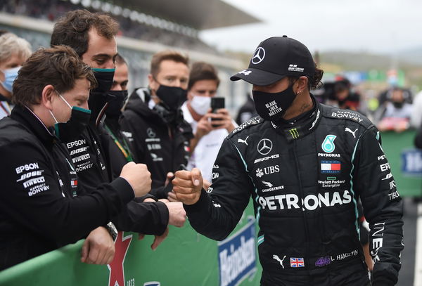 Formula One, F1- Lewis Hamilton Fist bumping after race