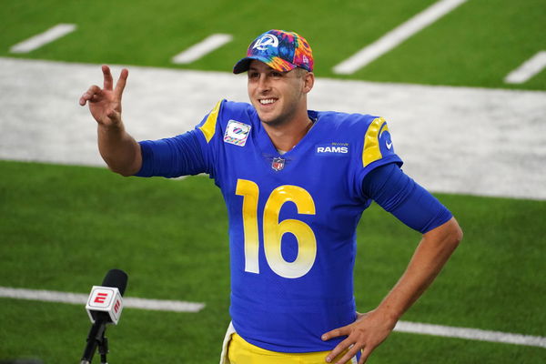 Goff before hoisting NFC Championship trophy: “This team is special and I'm  happy to be a part of it.”