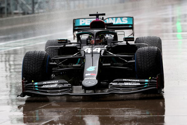 Lewis Hamilton competing for Mercedes, Title sponsor PETRONAS