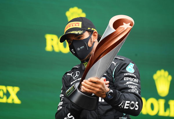 F1- Mercedes no. 44 driver, Lewis Hamilton with first podium finish at Bahrain Grand Prix