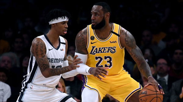 LeBron James of the Los Angeles Lakers and Ja Morant of the Memphis Grizzlies