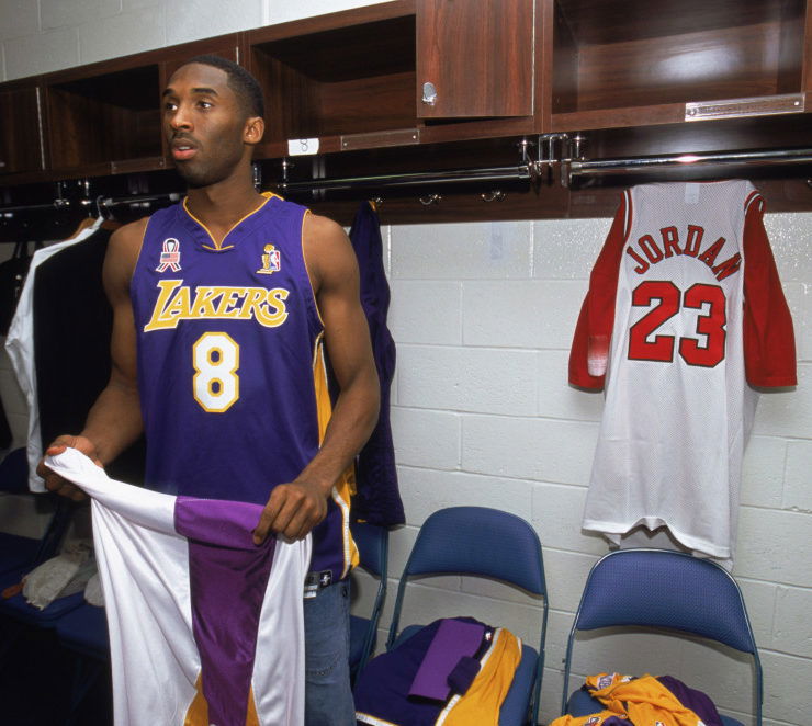 Michael jordan in a cheap lakers jersey